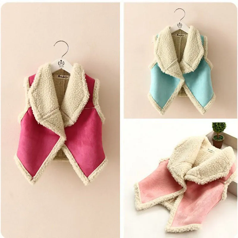 Beauty Baby Girl Faux Suede Tank Kid Children Tops Outerwear Lamb Wool Vest