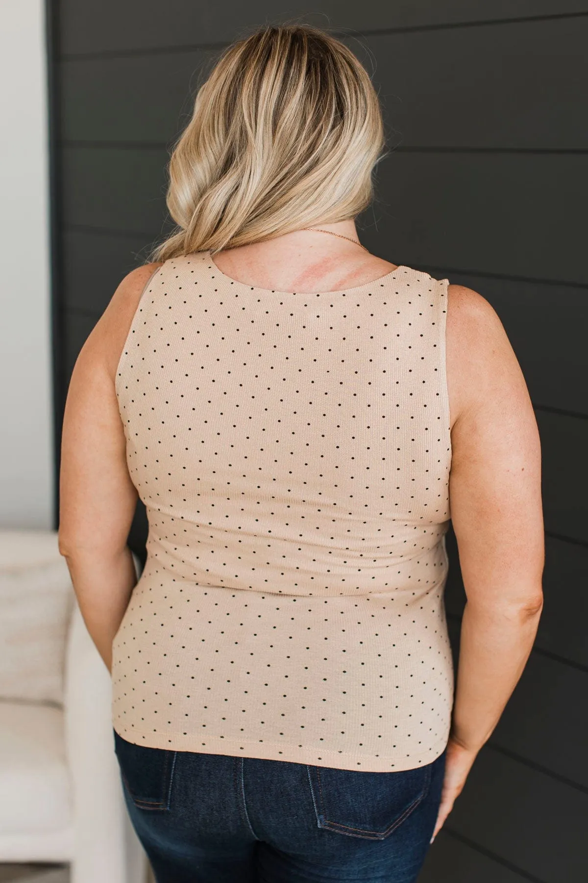 Been Here Before Polka Dot Tank Top- Taupe