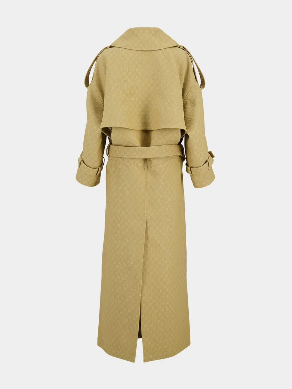 Beige GG Crêpe Silk Wool Double-Breasted Coat