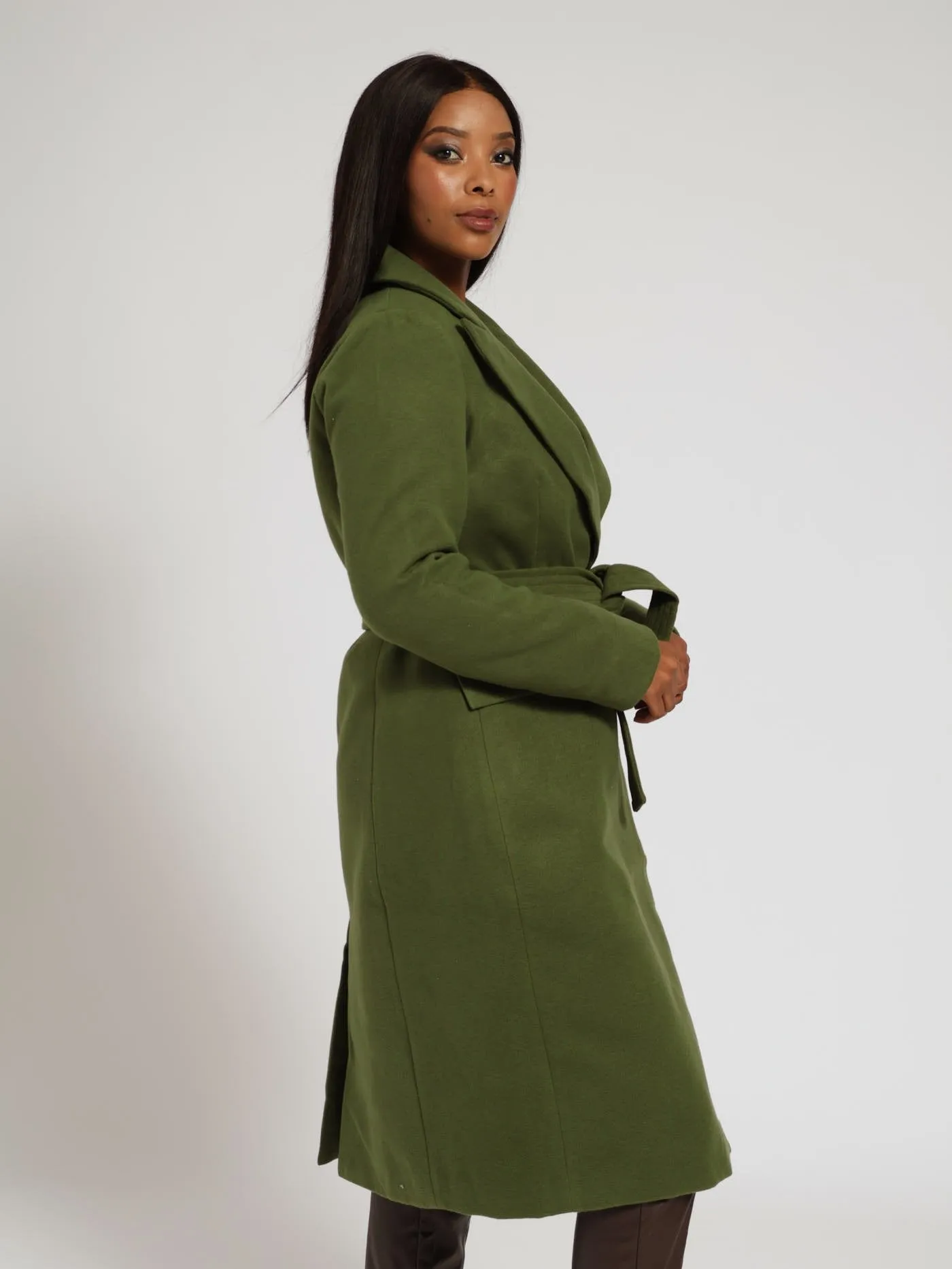 Belted Single Breasted Coat - Fatigue