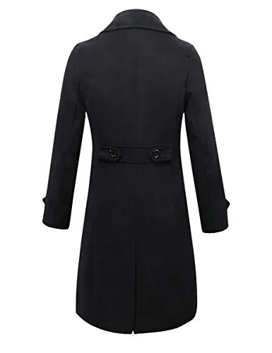 Beninos Men's Trench Coat Winter Long Jacket Double Breasted Overcoat (5625 Black, US:L/Asia XXL)