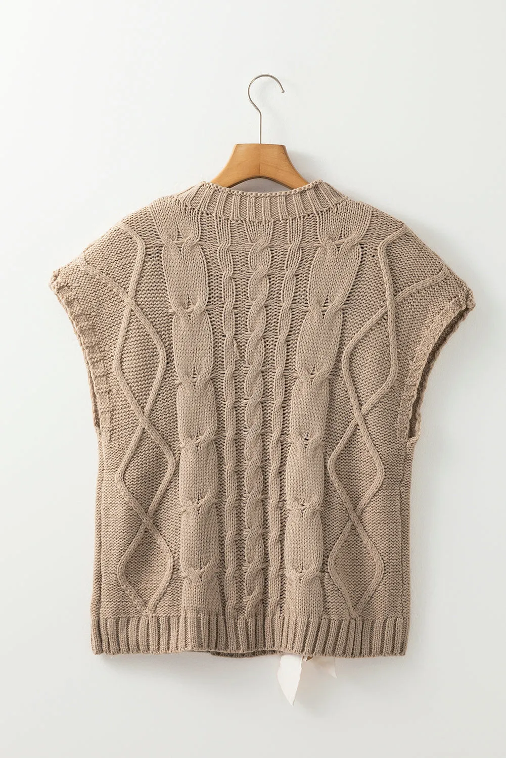 Bess, Sweet Satin Bowknot Cable Knit Top