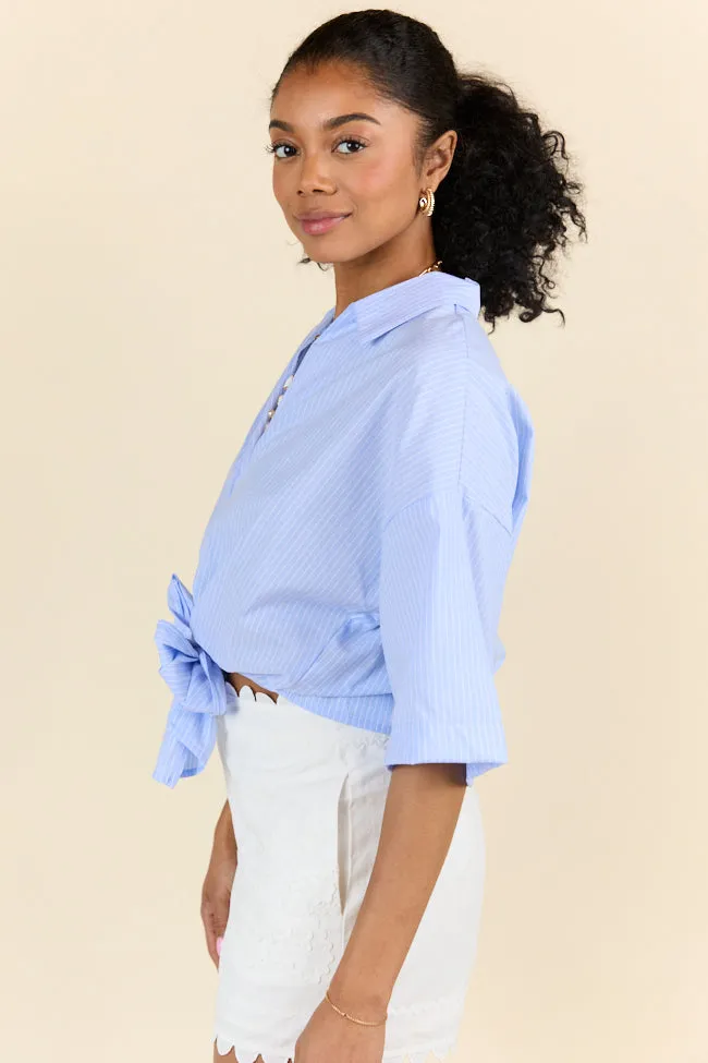 Best Dressed Blue Tie Woven Top
