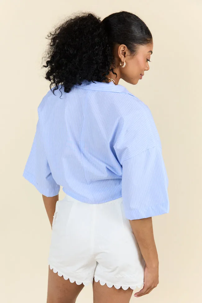 Best Dressed Blue Tie Woven Top