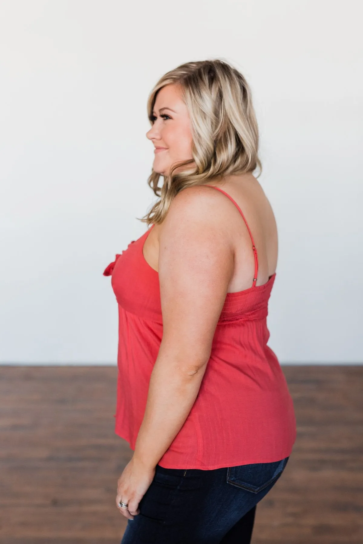 Better Than I Was Bow Tie Tank Top- Dark Coral