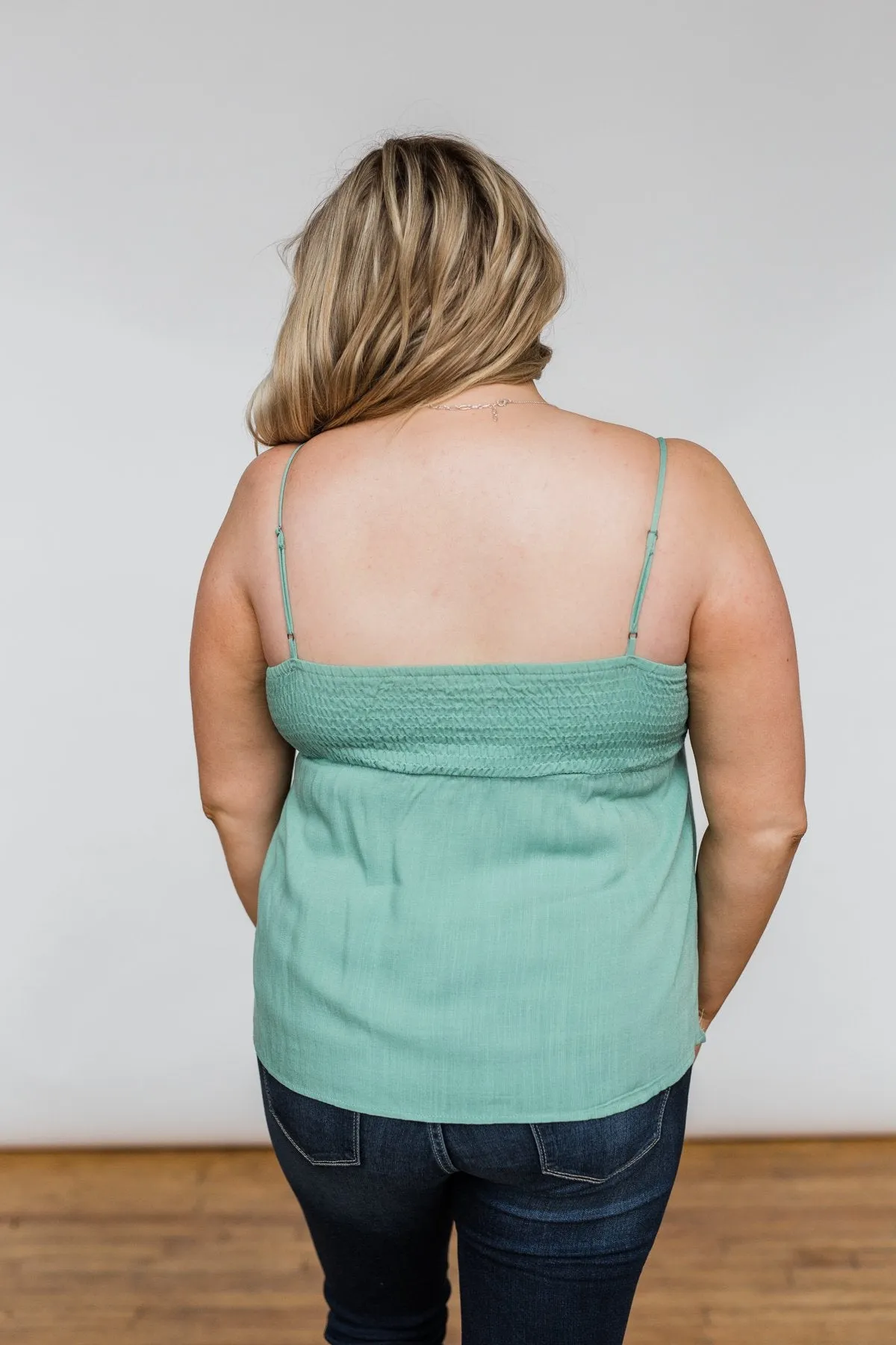 Better Than I Was Bow Tie Tank Top- Dusty Sage