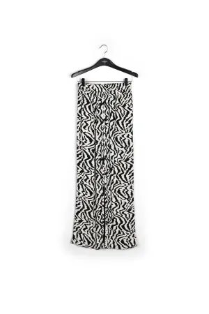Black and white zebra-print wide-leg pants