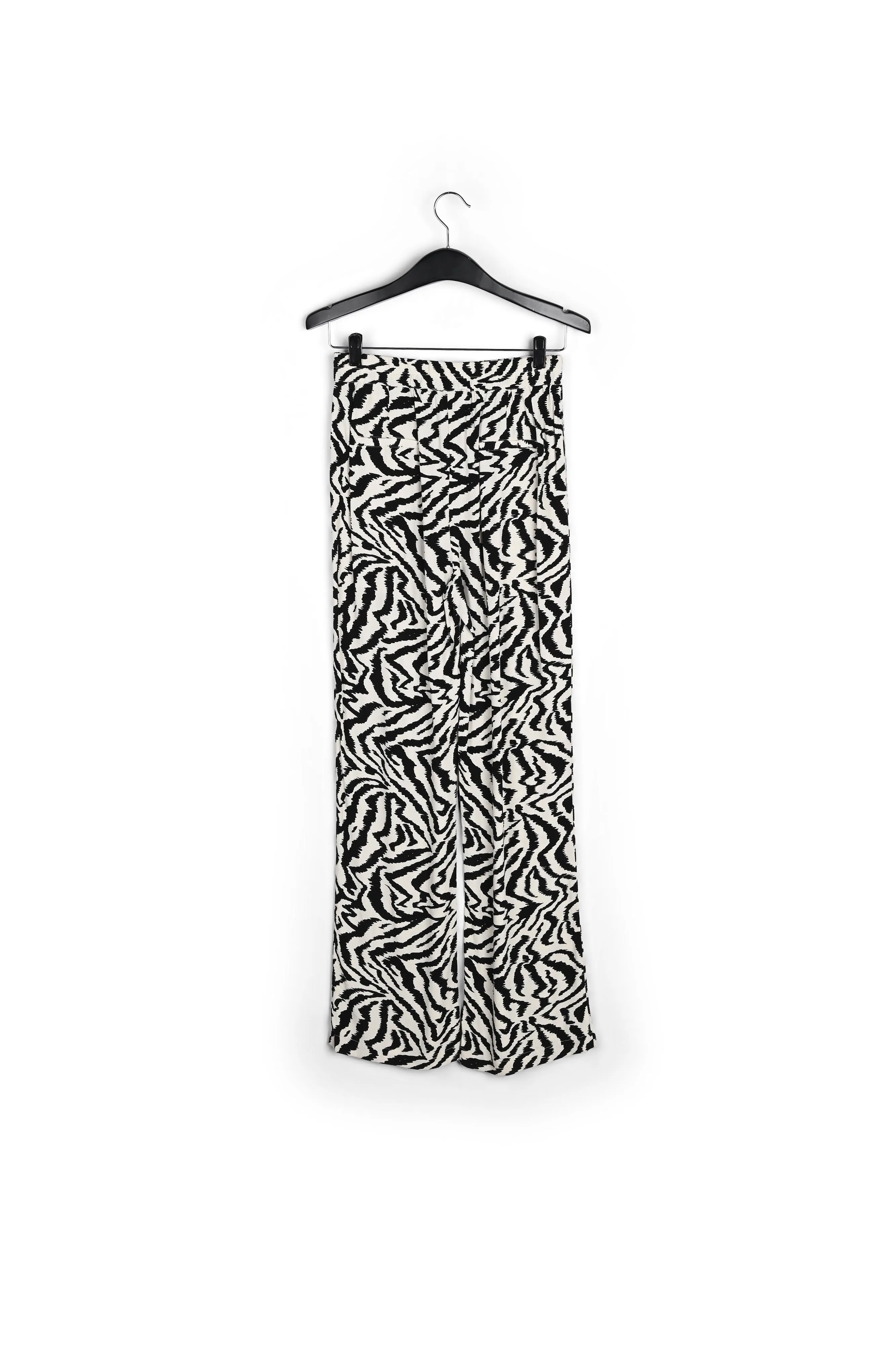 Black and white zebra-print wide-leg pants
