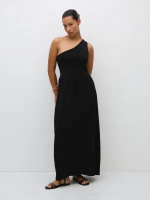 Black Asymmetric Knit Dress
