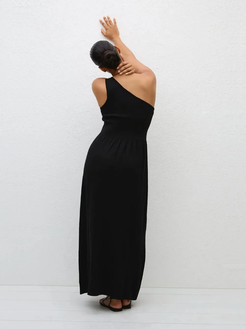 Black Asymmetric Knit Dress