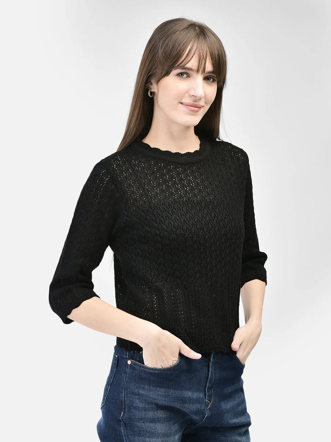 Black Cable Knit Sweater