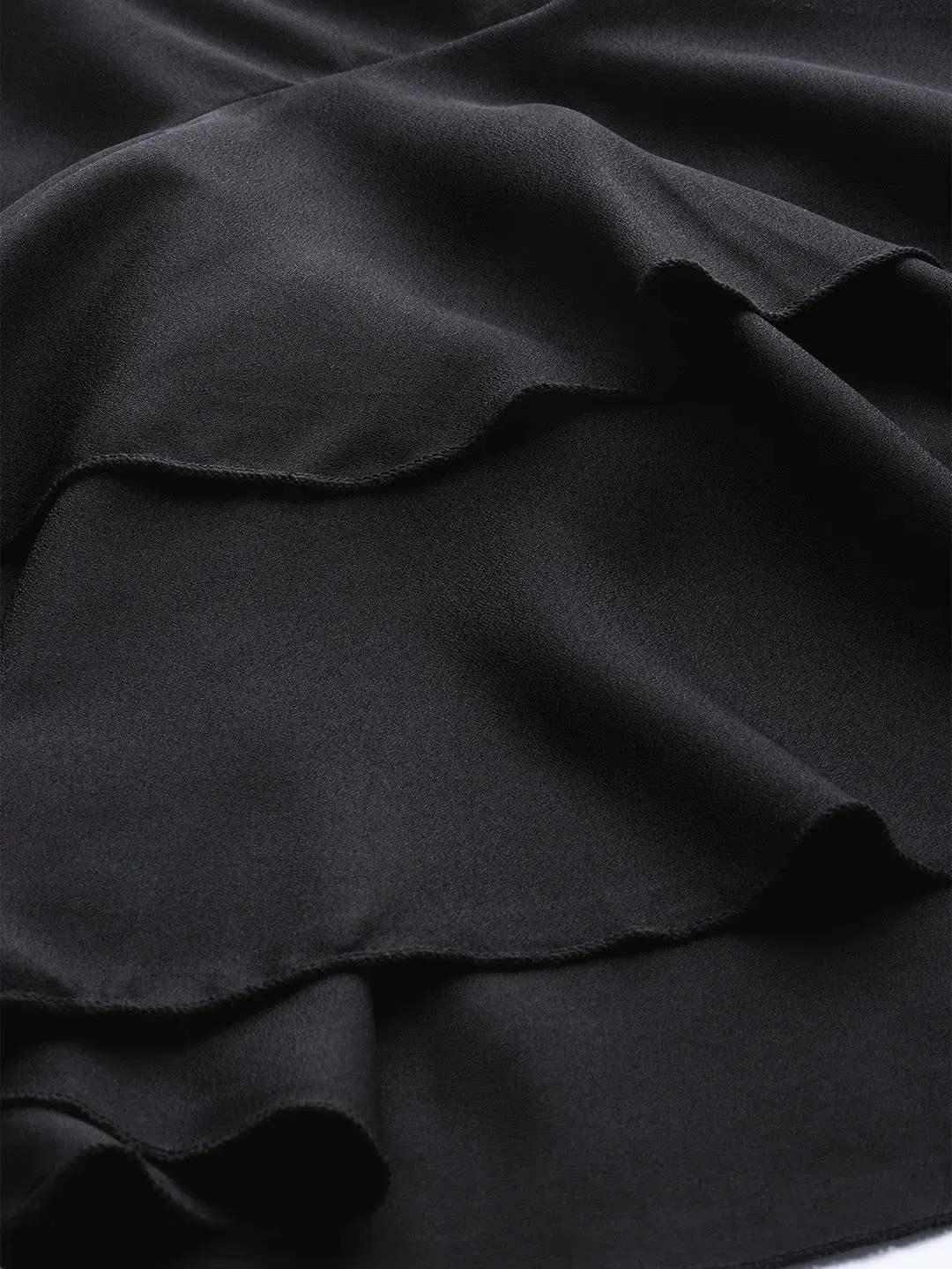 Black Frilly Sleeve Back Detail Top
