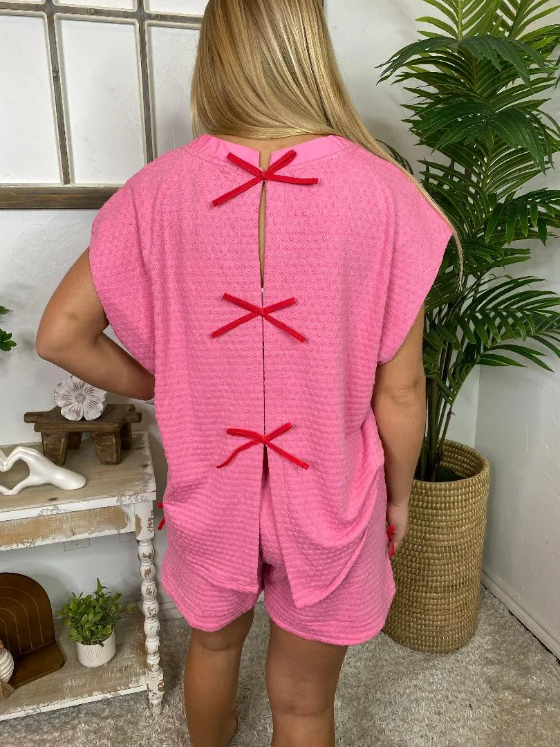 Black or Hot Pink Swiss Dot Short Set
