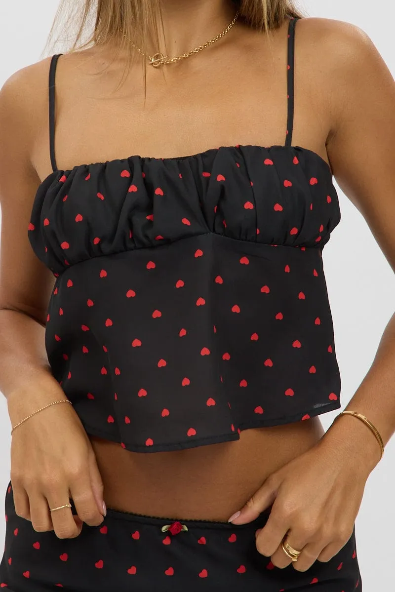 Black Polka Dot Cami Sleeveless Chiffon Lined