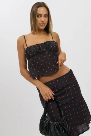 Black Polka Dot Cami Sleeveless Chiffon Lined