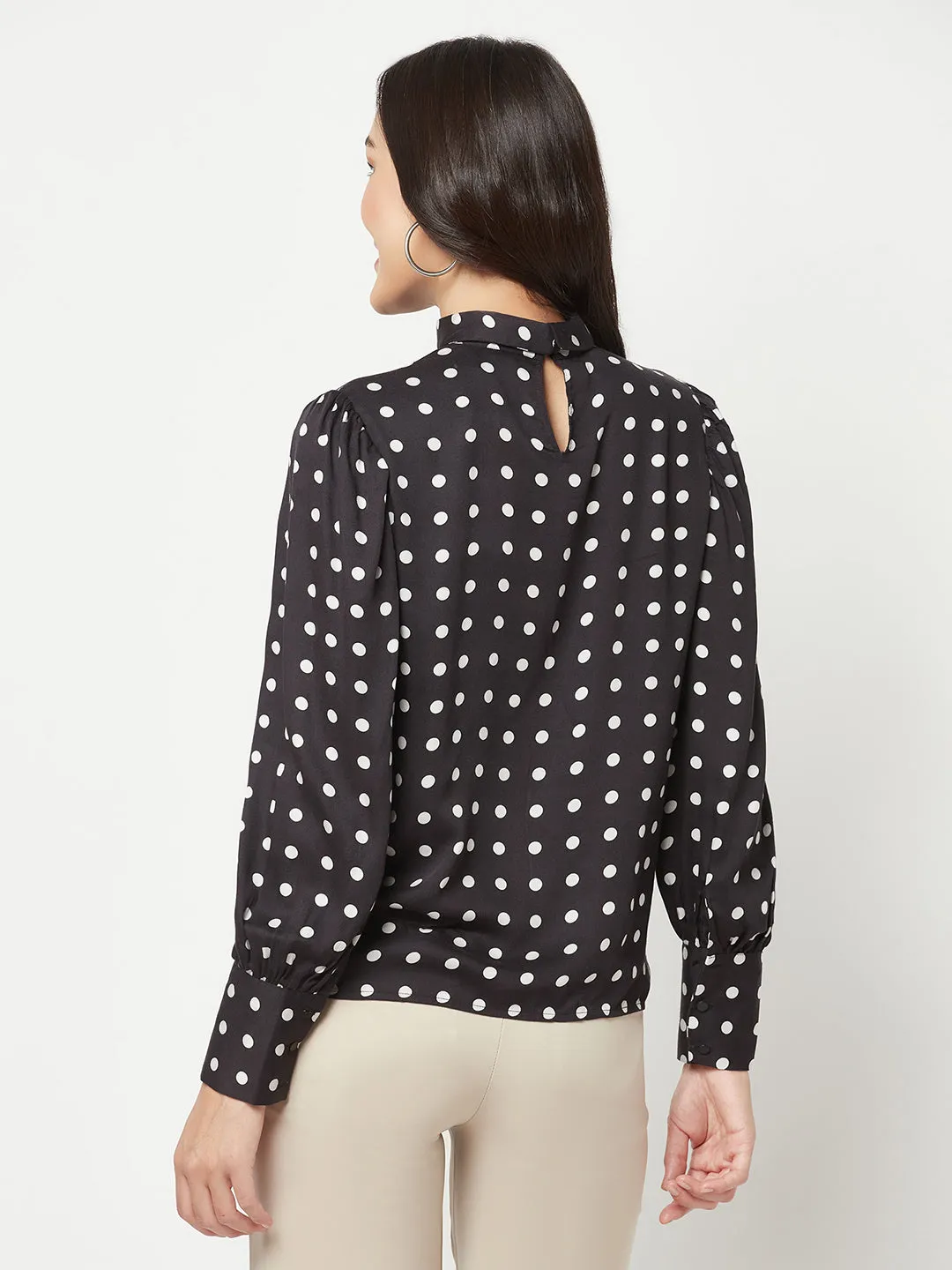 Black Polka Dot Printed Top