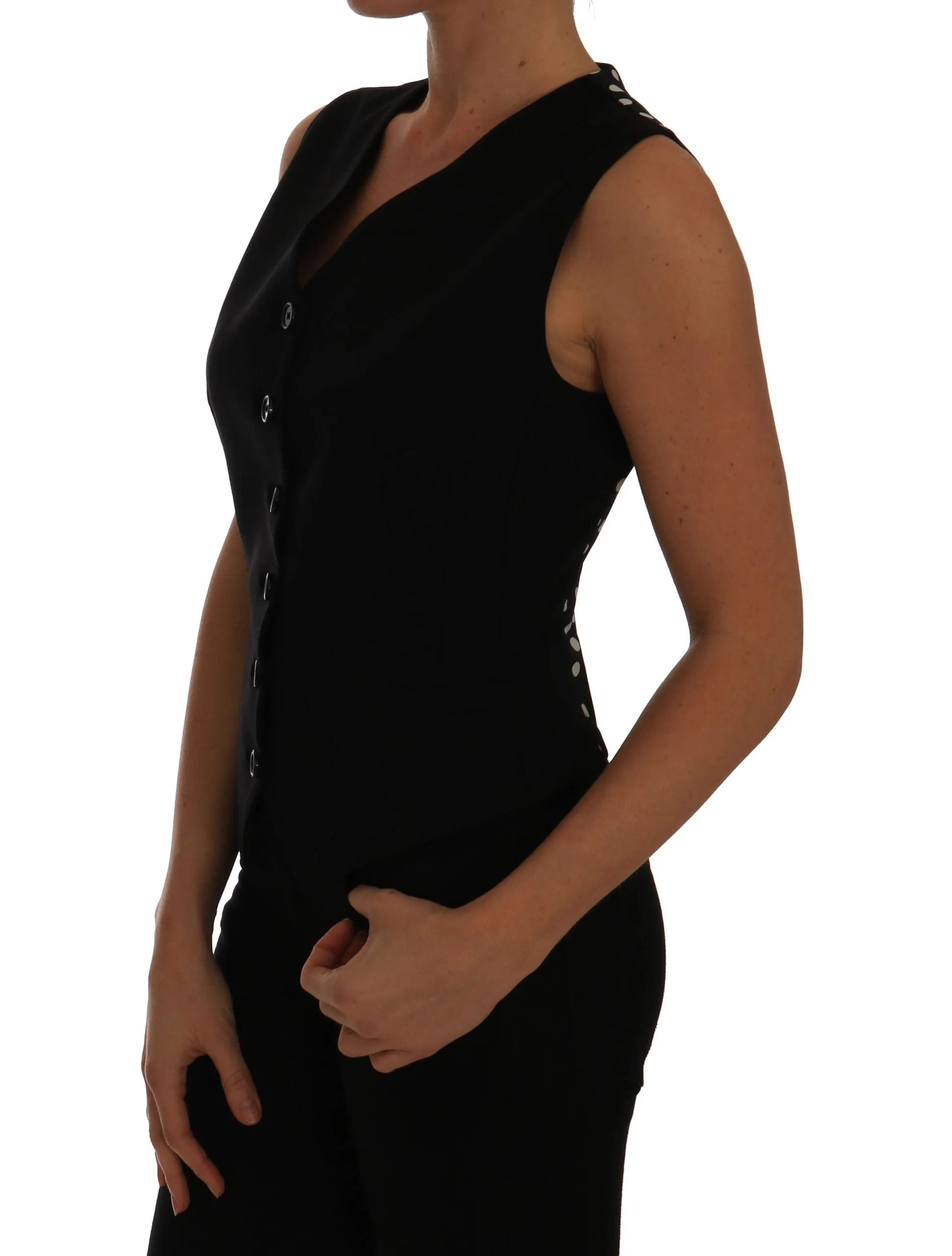 Black Polka Vest Waistcoat Tank Top