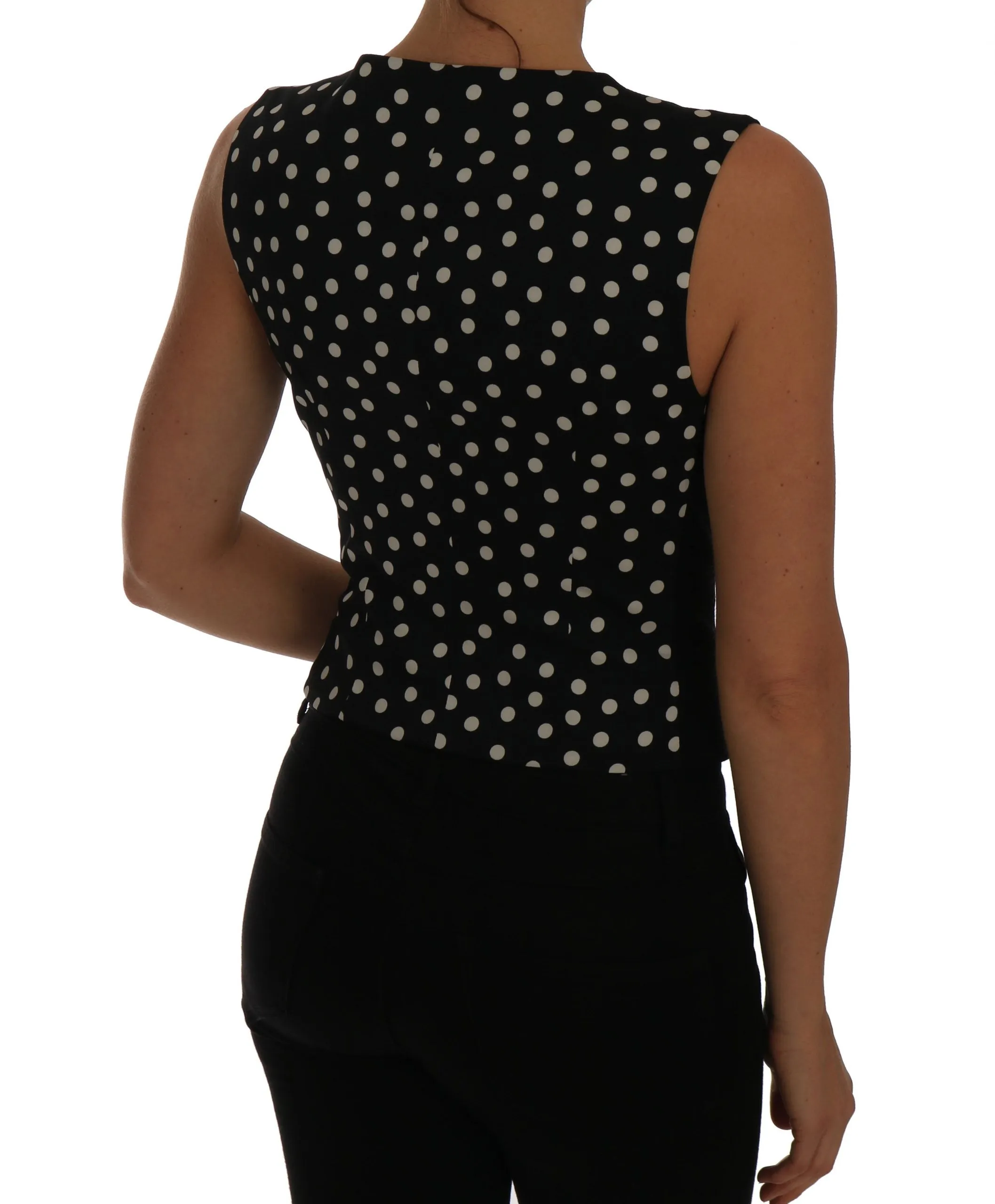 Black Polka Vest Waistcoat Tank Top