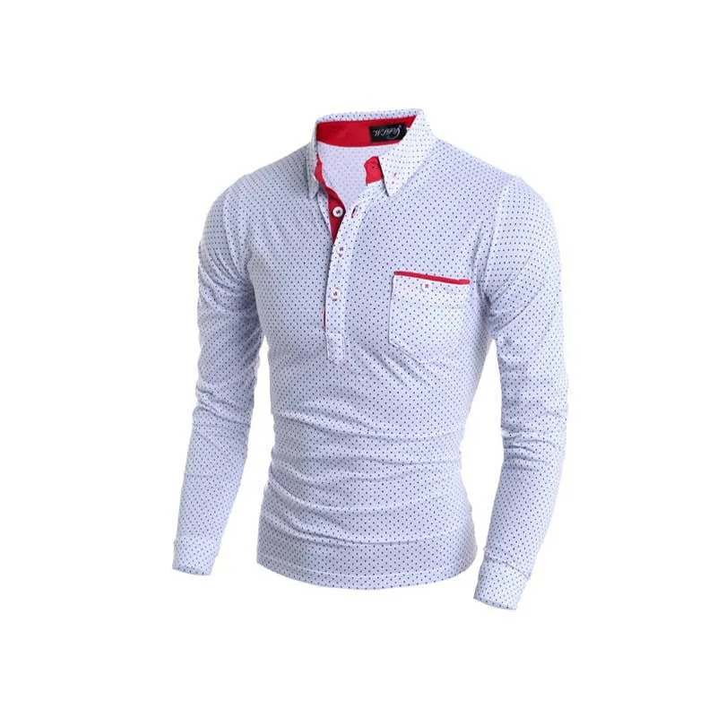 Black White Dot Casual Cotton T Shirt Fashion Brand Men T Shirt Long Sleeve Men's Clothes M-XXXL