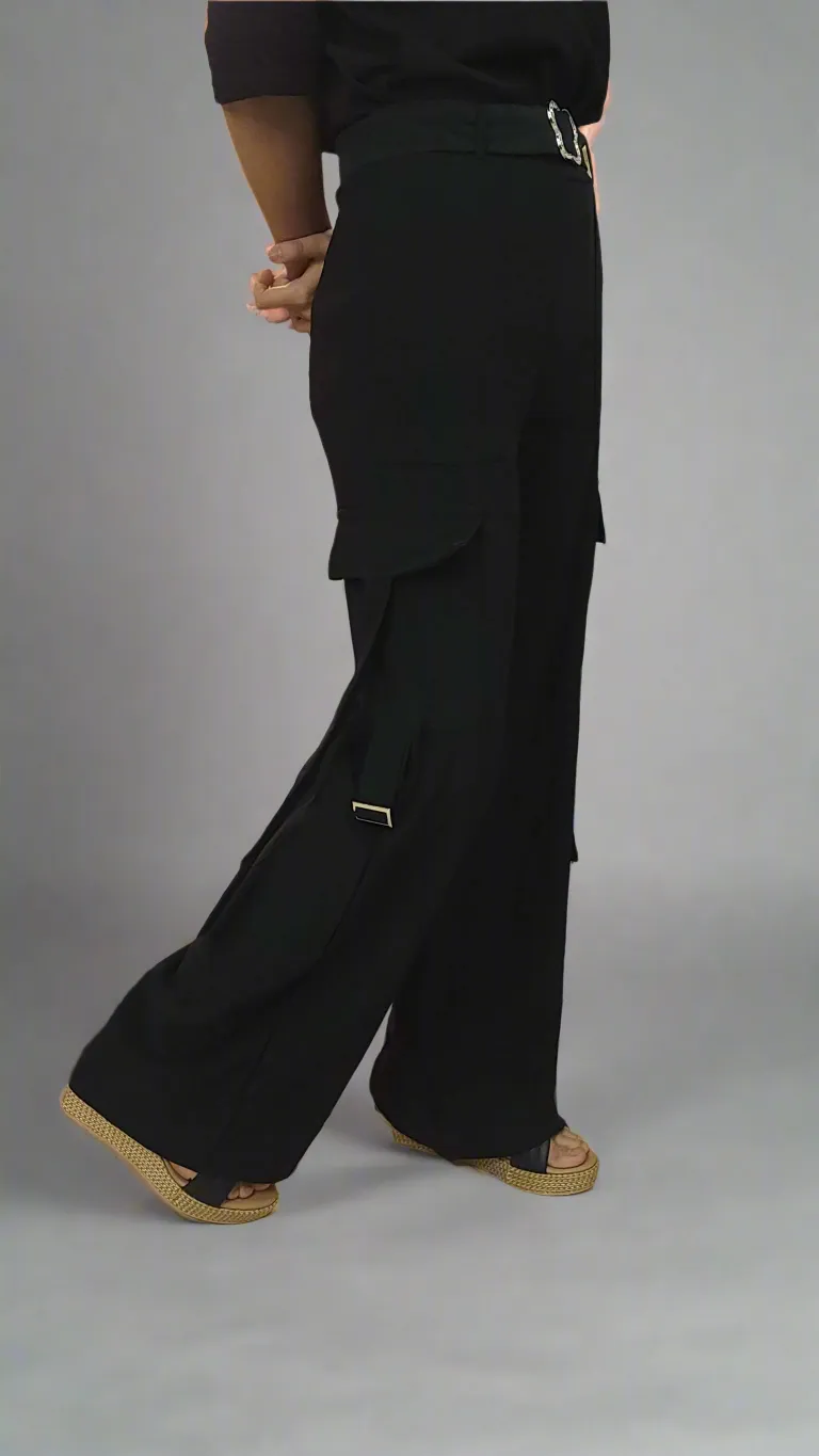 Black Wide Leg Cargo