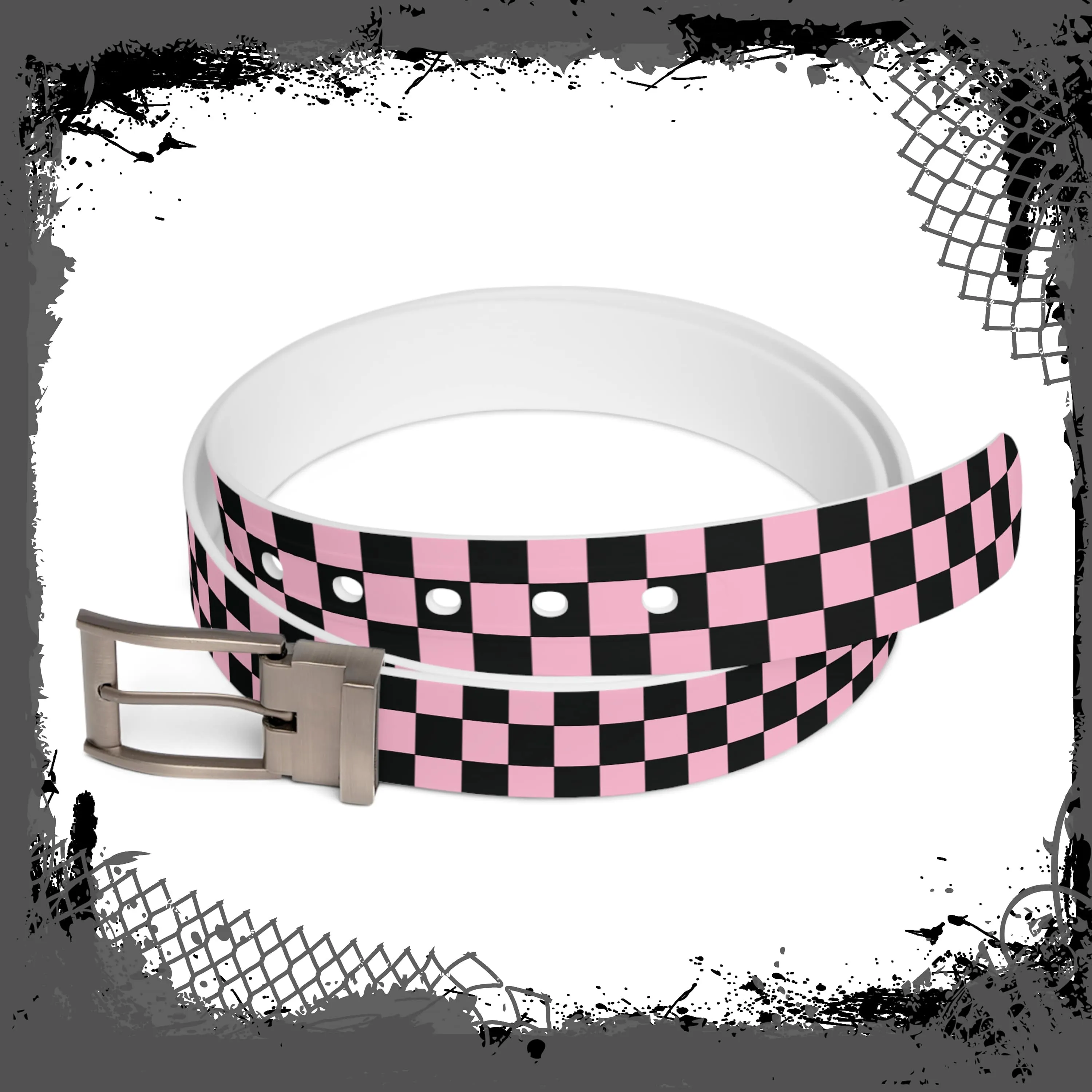 BLK/PNK Checkered Belt