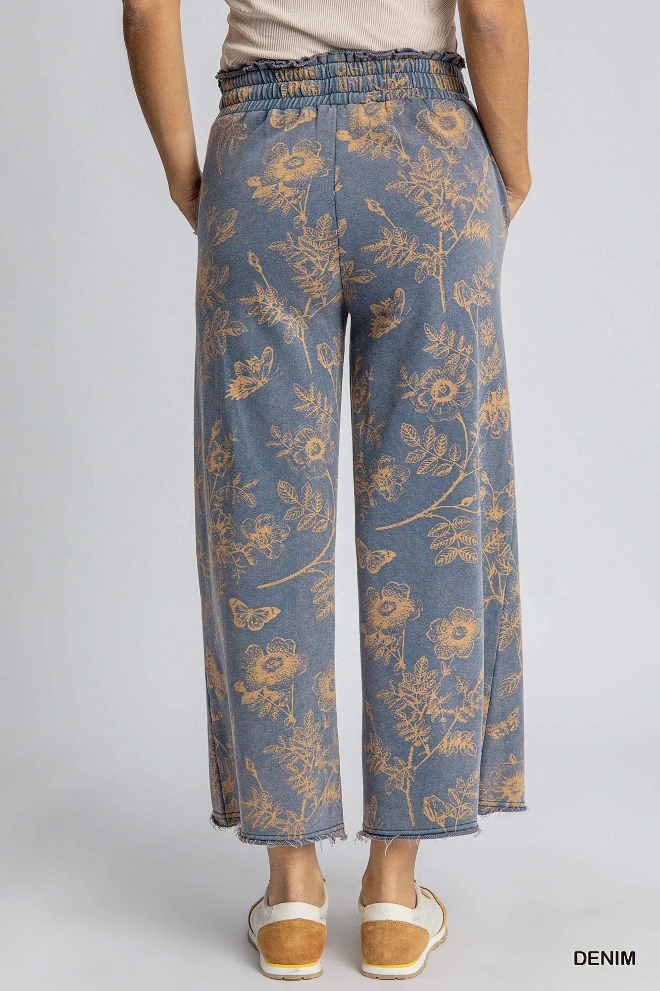 Blue Floral French Terry Pants