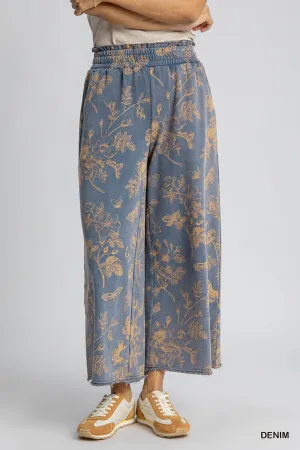 Blue Floral French Terry Pants