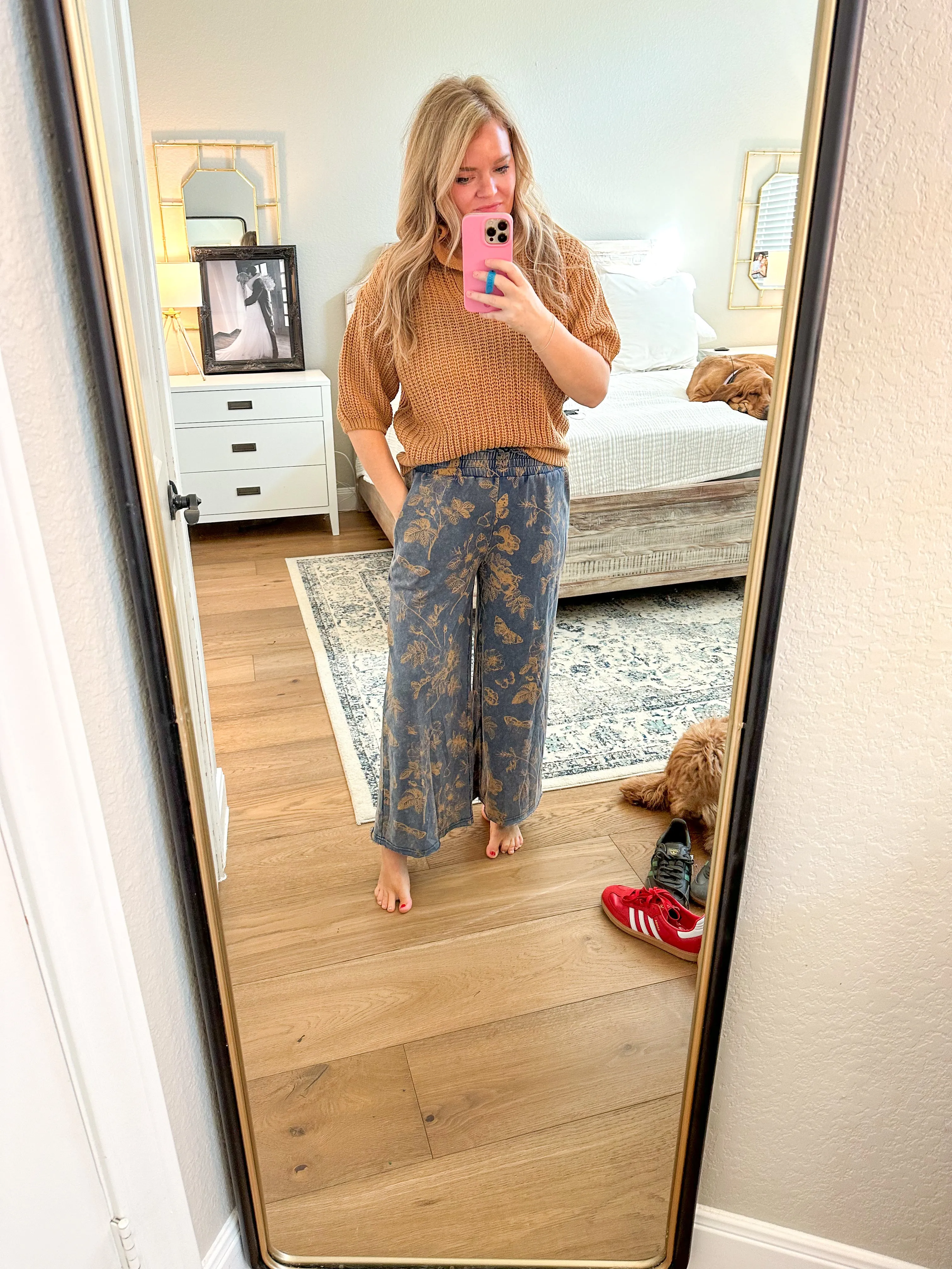 Blue Floral French Terry Pants