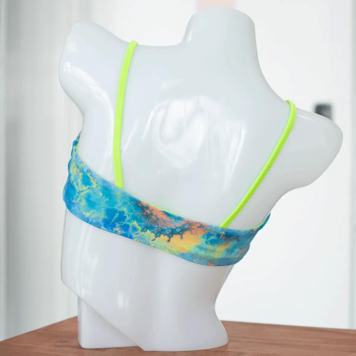 Blue Tie Dye/Neon Green Alex Top- Reversible