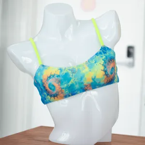 Blue Tie Dye/Neon Green Alex Top- Reversible