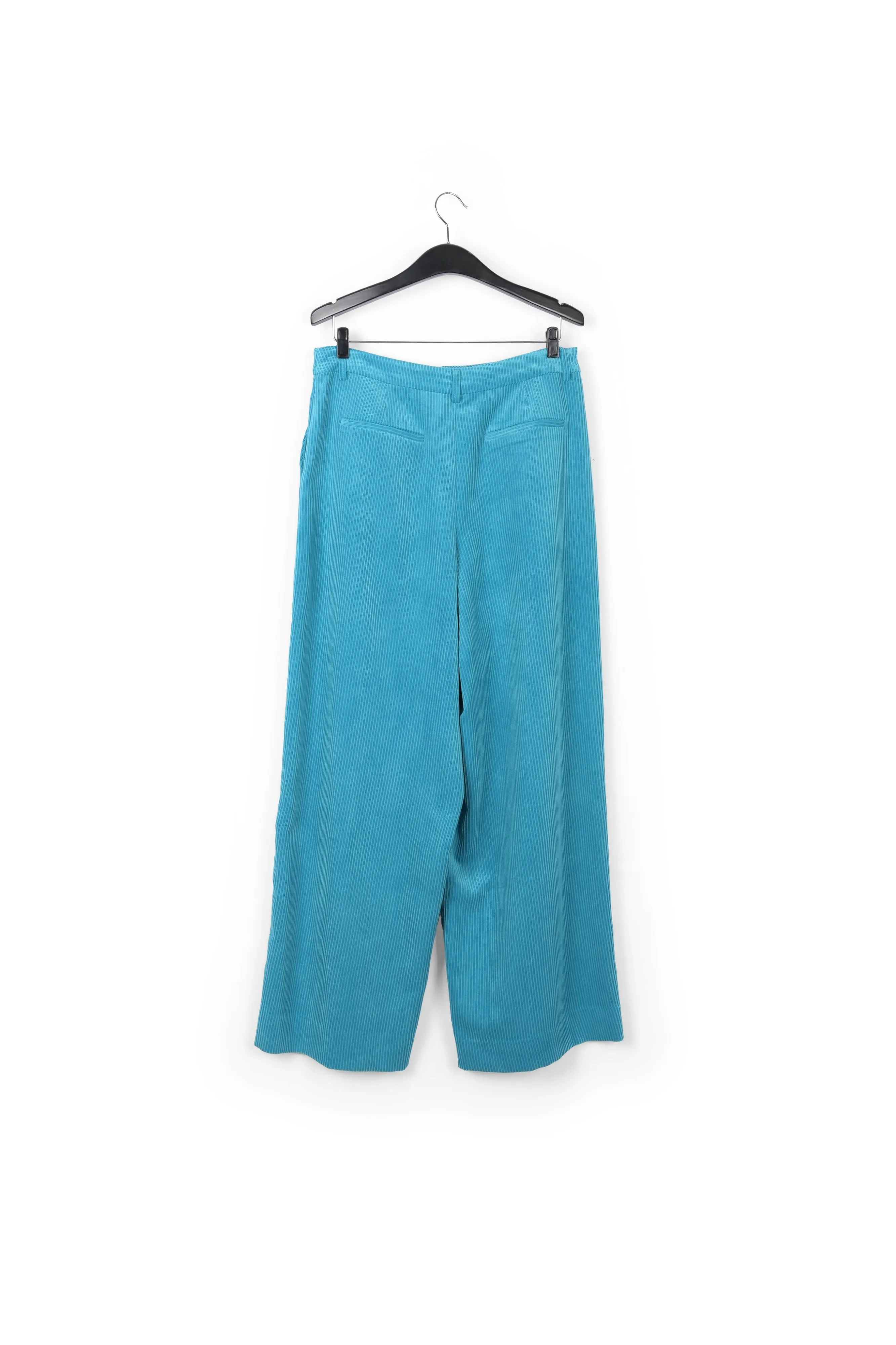Blue wide-leg corduroy pants