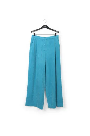 Blue wide-leg corduroy pants