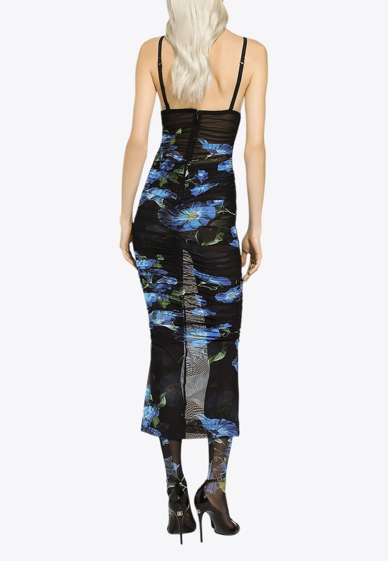 Bluebell Print Tulle Midi Slip Dress