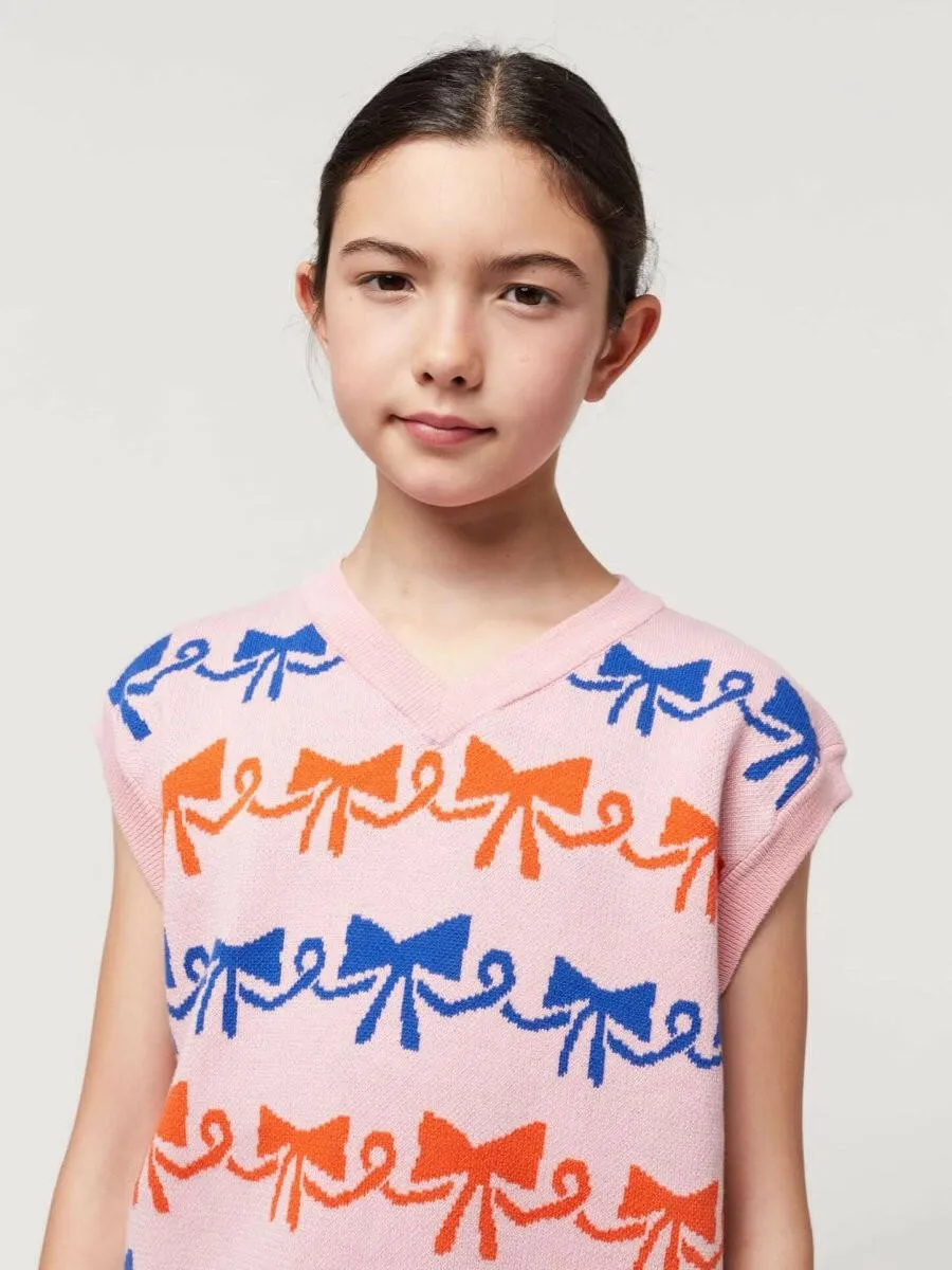 Bobo Choses Ribbon Bow all over jacquard vest