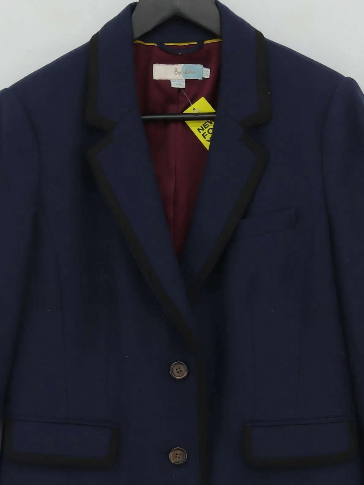 Boden Women's Blazer UK 12 Blue Wool with Polyester, Viscose