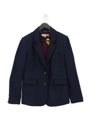 Boden Women's Blazer UK 12 Blue Wool with Polyester, Viscose