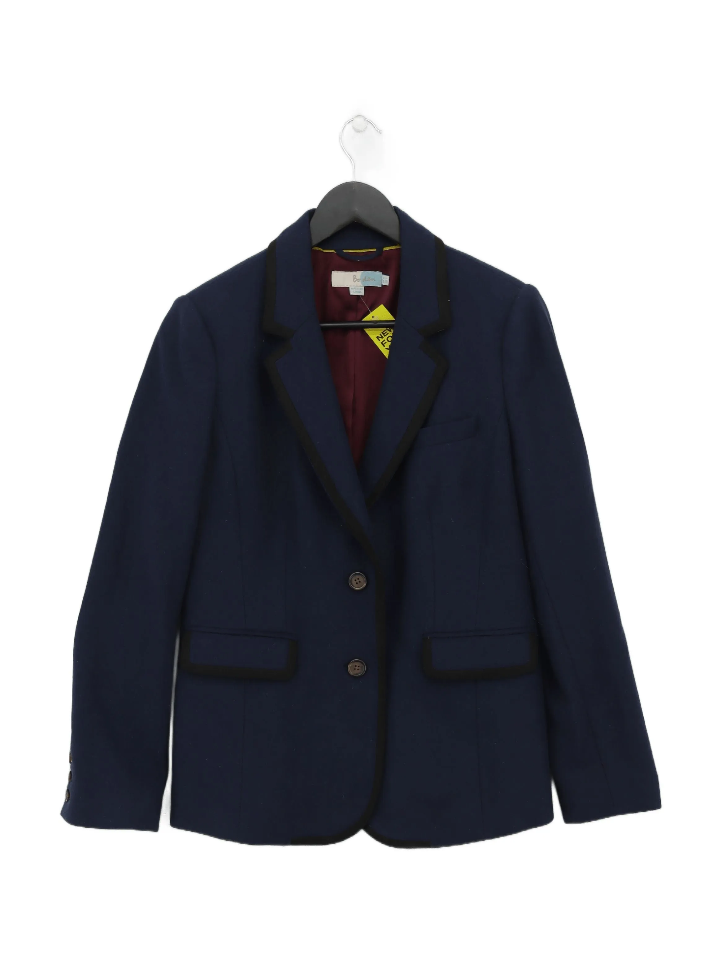Boden Women's Blazer UK 12 Blue Wool with Polyester, Viscose
