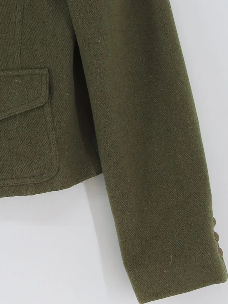 Boden Women's Blazer UK 12 Green Wool with Polyamide, Polyester, Viscose