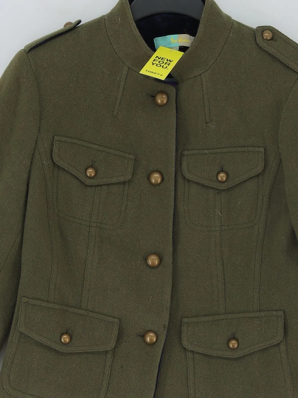 Boden Women's Blazer UK 12 Green Wool with Polyamide, Polyester, Viscose