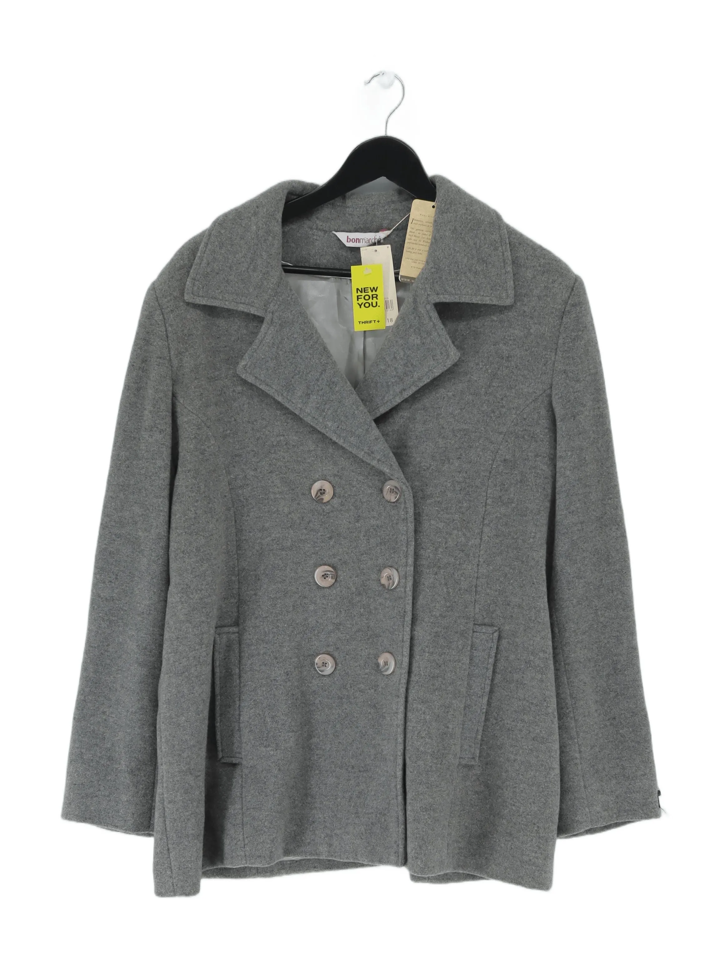 Bonmarche Women's Coat UK 18 Grey Wool with Polyester