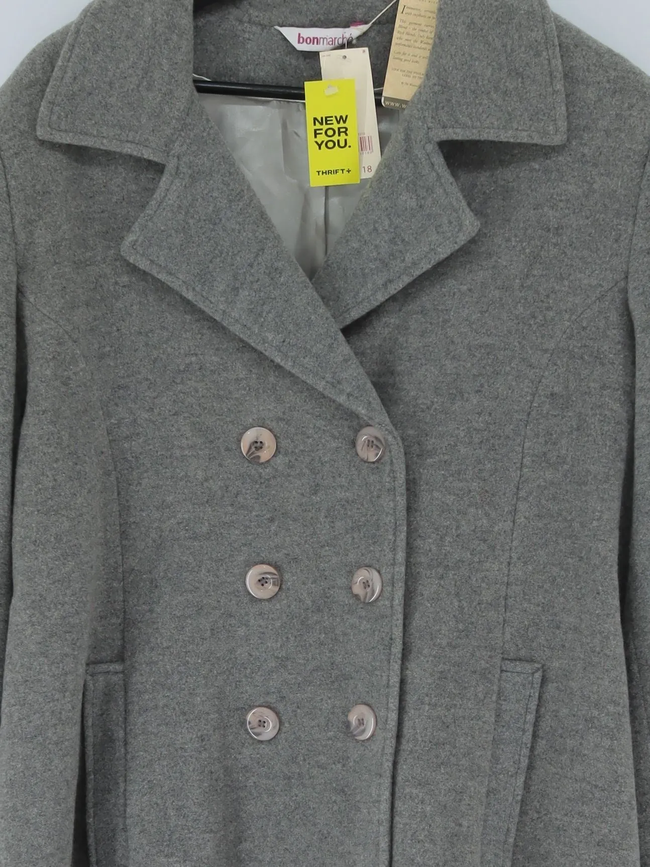 Bonmarche Women's Coat UK 18 Grey Wool with Polyester