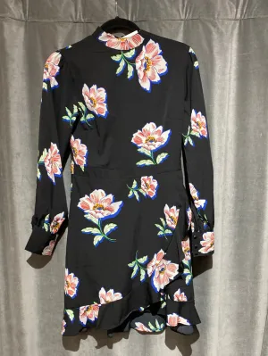 Boohoo Long Sleeve Black and Floral Print Short Dress