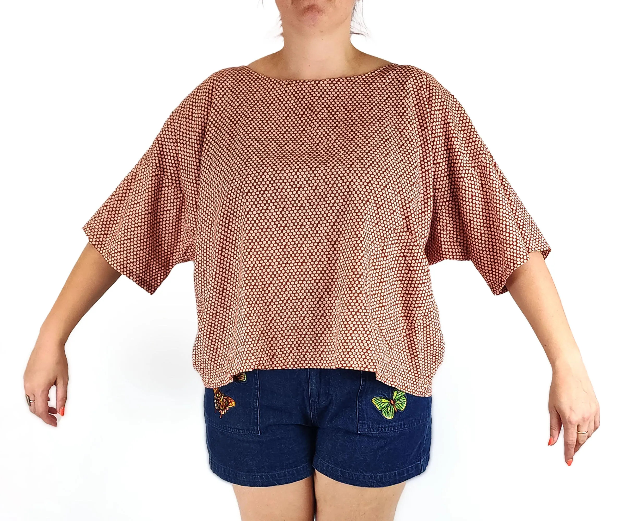 Boom Shankar red cotton top size 14
