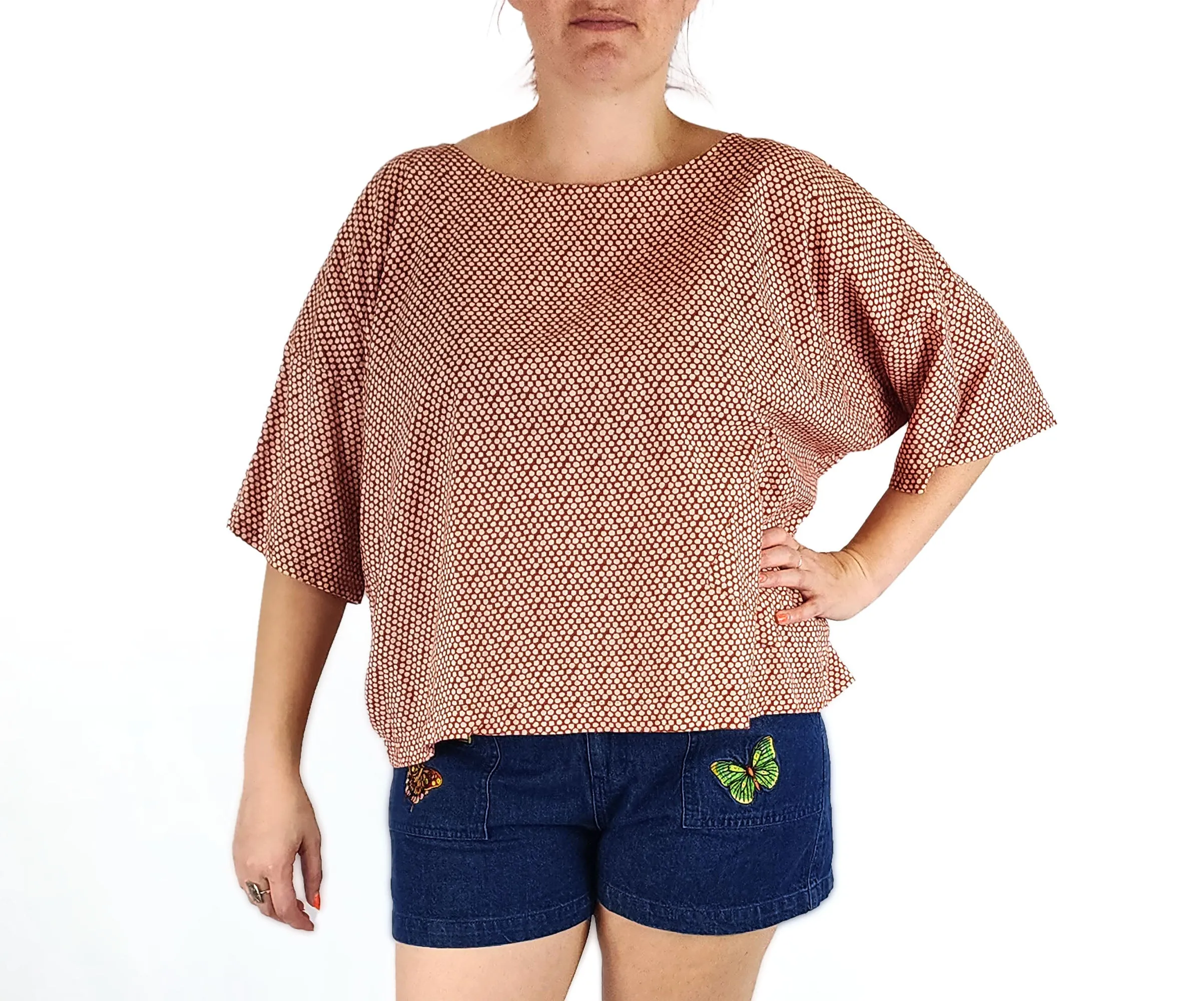 Boom Shankar red cotton top size 14