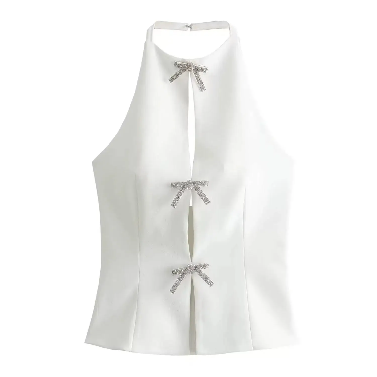 Bow Accent Halter Tank Top