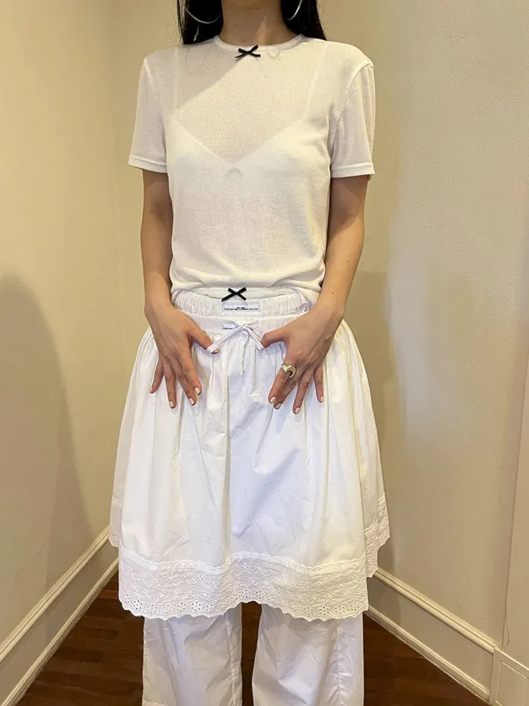 Bow Tie Flower Embellished Short Sleeve Shorts Set【s0000007448】