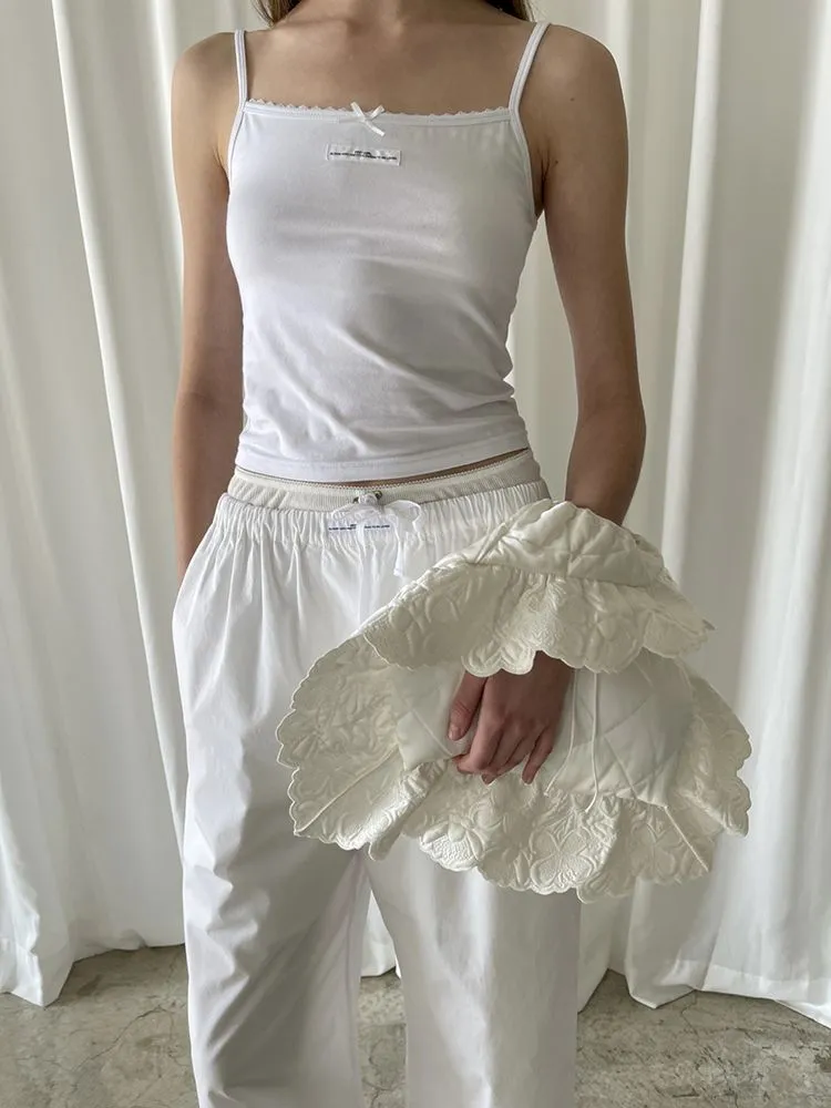 Bow Tie Flower Embellished Short Sleeve Shorts Set【s0000007448】