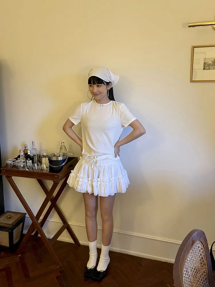 Bow Tie Flower Embellished Short Sleeve Shorts Set【s0000007448】