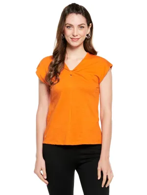BOW TIE NECK COTTON SLUB TOP (LILAC)