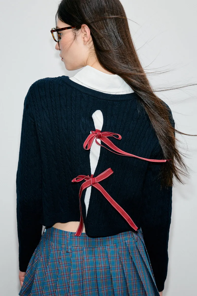 Bow Tie Twist  Pullover Sweater
